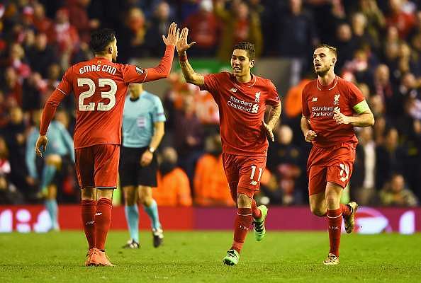 Liverpool players celebrate